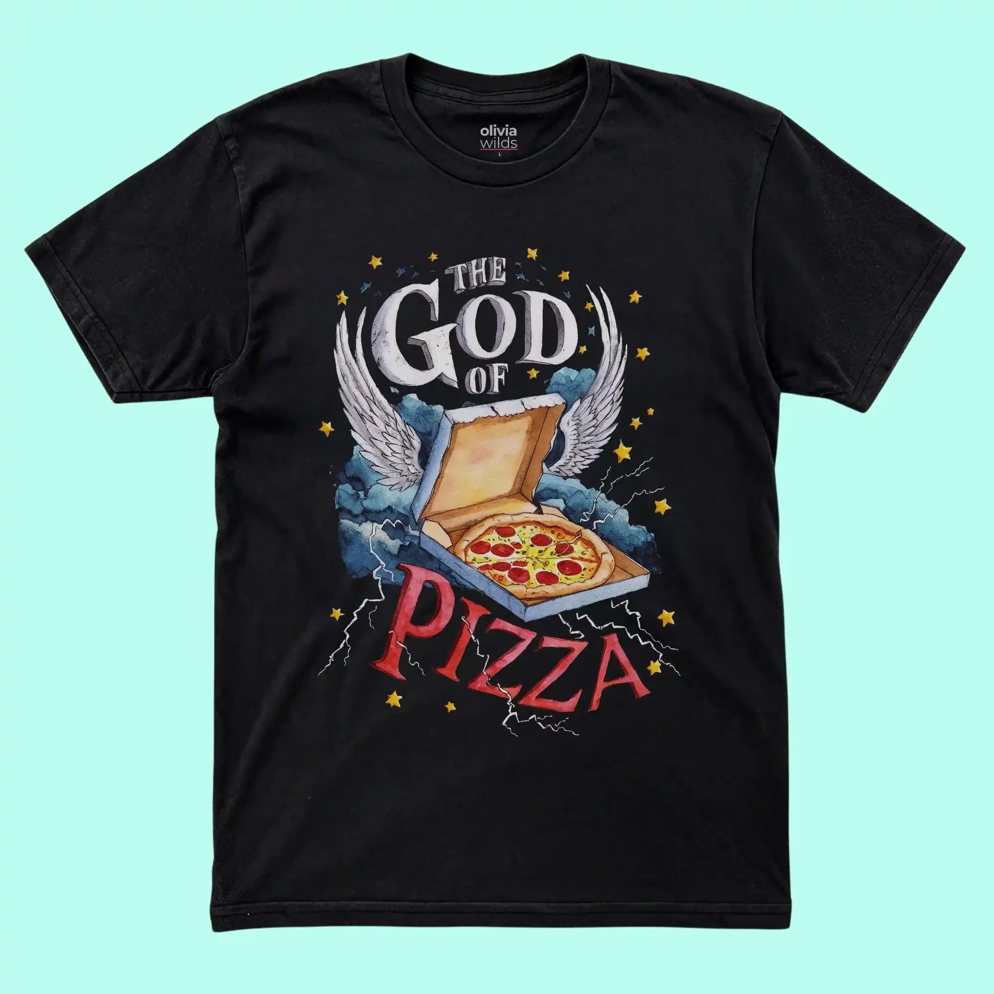 Camiseta God of Pizza, divertida y sarcástica para amantes de las meme, mordaza a la moda que van duro, estilo Vintage