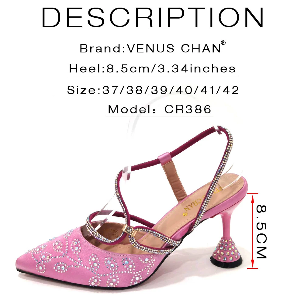 Venus Chan High End Products Ladies High Heels And Bags In Same Color Shiny Material Nigeria Wedding Party