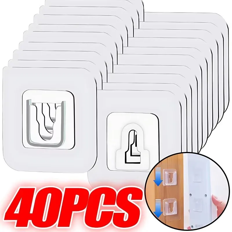 1-25pairs Double Sided Wall Mount Sticker Hooks on Hangers Self Adhesive Patch Sucker Buckel in the Bathroom Kitchen Organizer