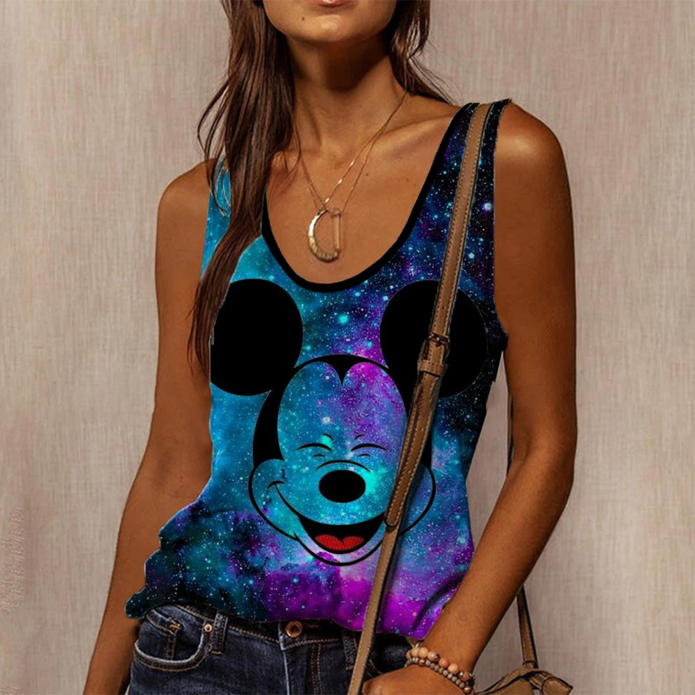 Disney Mickey Mouse Dames Tank Top O-hals Tank Top Casual Zomer Mouwloze Straatkleding