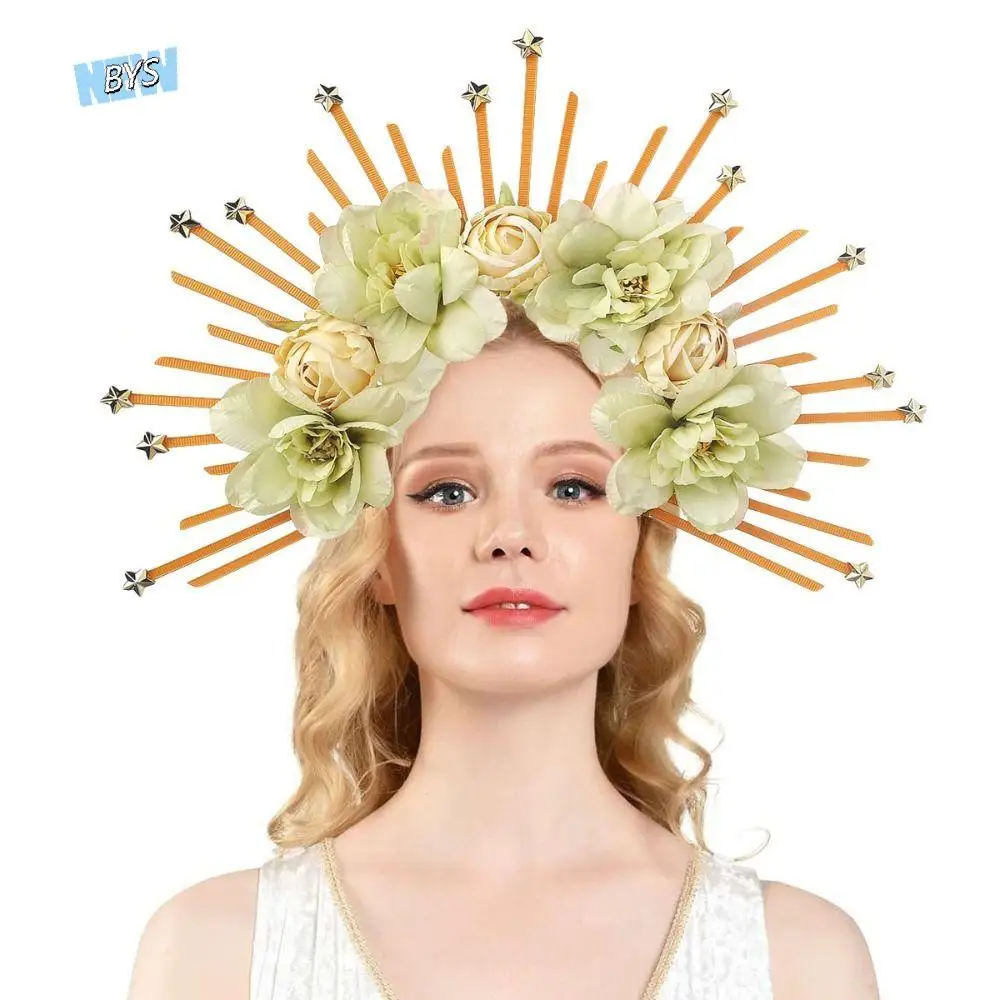 

Party Attire Halloween Goddess Halo Hair Hoop Artificial Flower Multiple Colors Goddess Crown Tiaras Headband Elegant