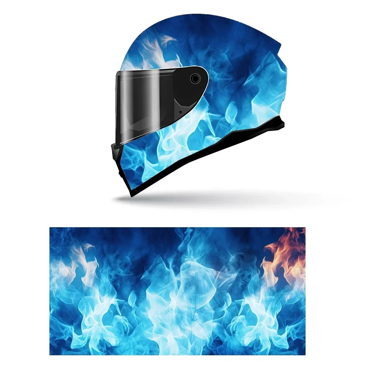 Blue Flame Art Full Helmet Wrap Sticker Motorcycle Helmet Racing Graphic Decal Vinyl Wrap Helmet Decorative Sticker