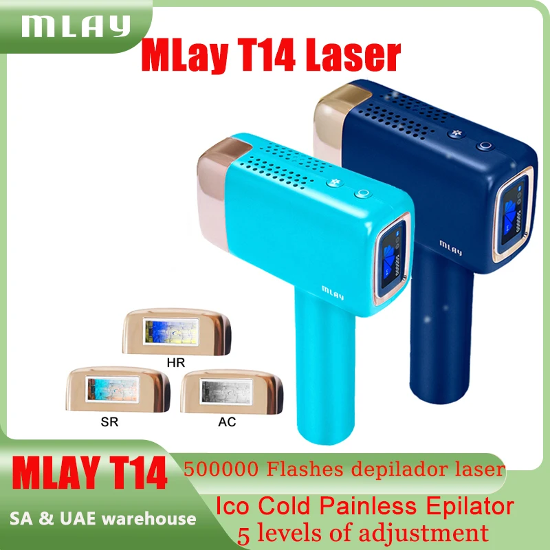 MLAY-Épilateur laser sans douleur T14, 500000 flashs, pour visage et corps