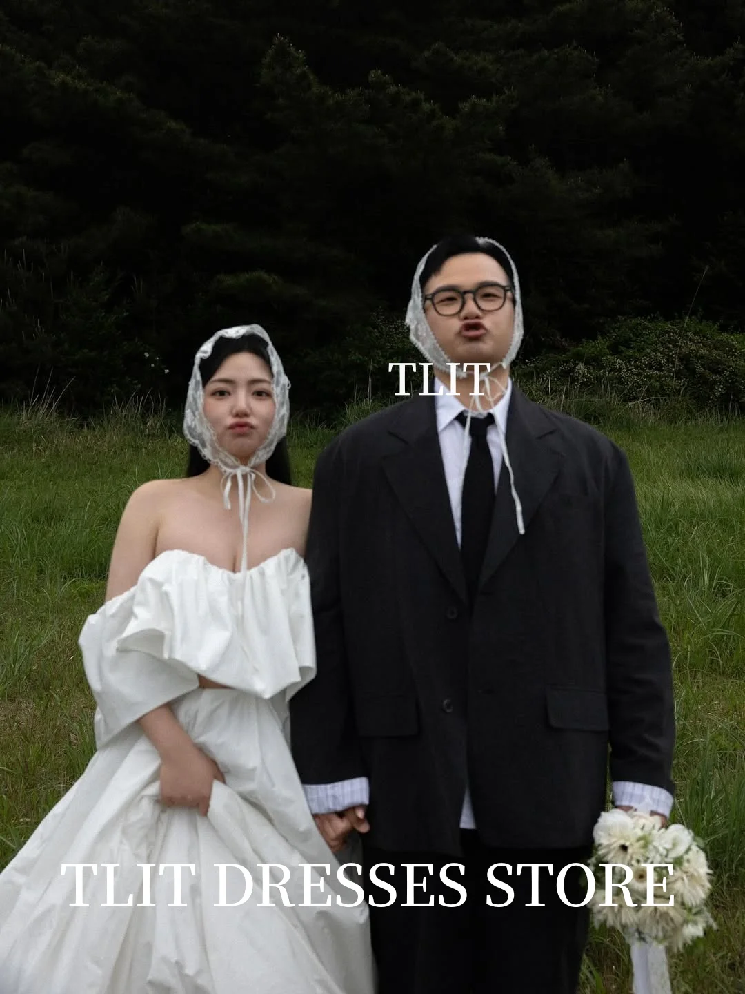 TLIT فستان زفاف أنيق من التفتا الأبيض مكون من قطعتين بدون حمالات بدون أكتاف فستان حفلات كوري فستان الزفاف صور تبادل لاطلاق النار حسب الطلب