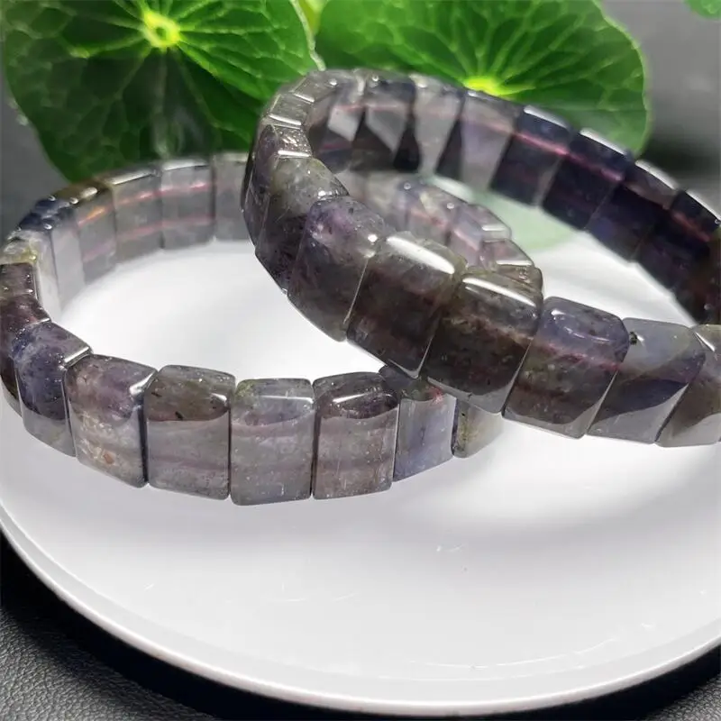 

13-16MM Natural Iolite Quartz Bead Bangle Fashion Gemstone Crystal Jewelry Bangle For Women Healing Holiday Gift 1PCS