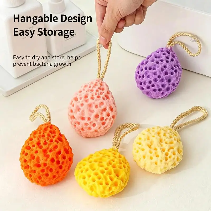 Soft And Cute Honeycomb-Textured Bath Sponge For Children – Foaming & Cleansing Household Bath Accessory