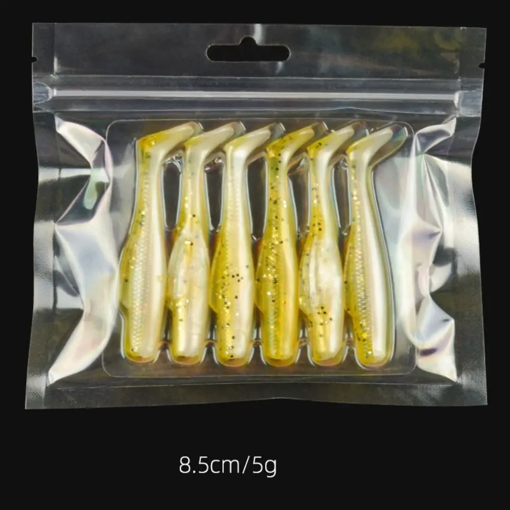 

1 pack 6/8.5cm T-Tail Swim Lures Silicone Soft Worm Artificial Bait Set Simulation Colorful Soft Lure Silicone Bait
