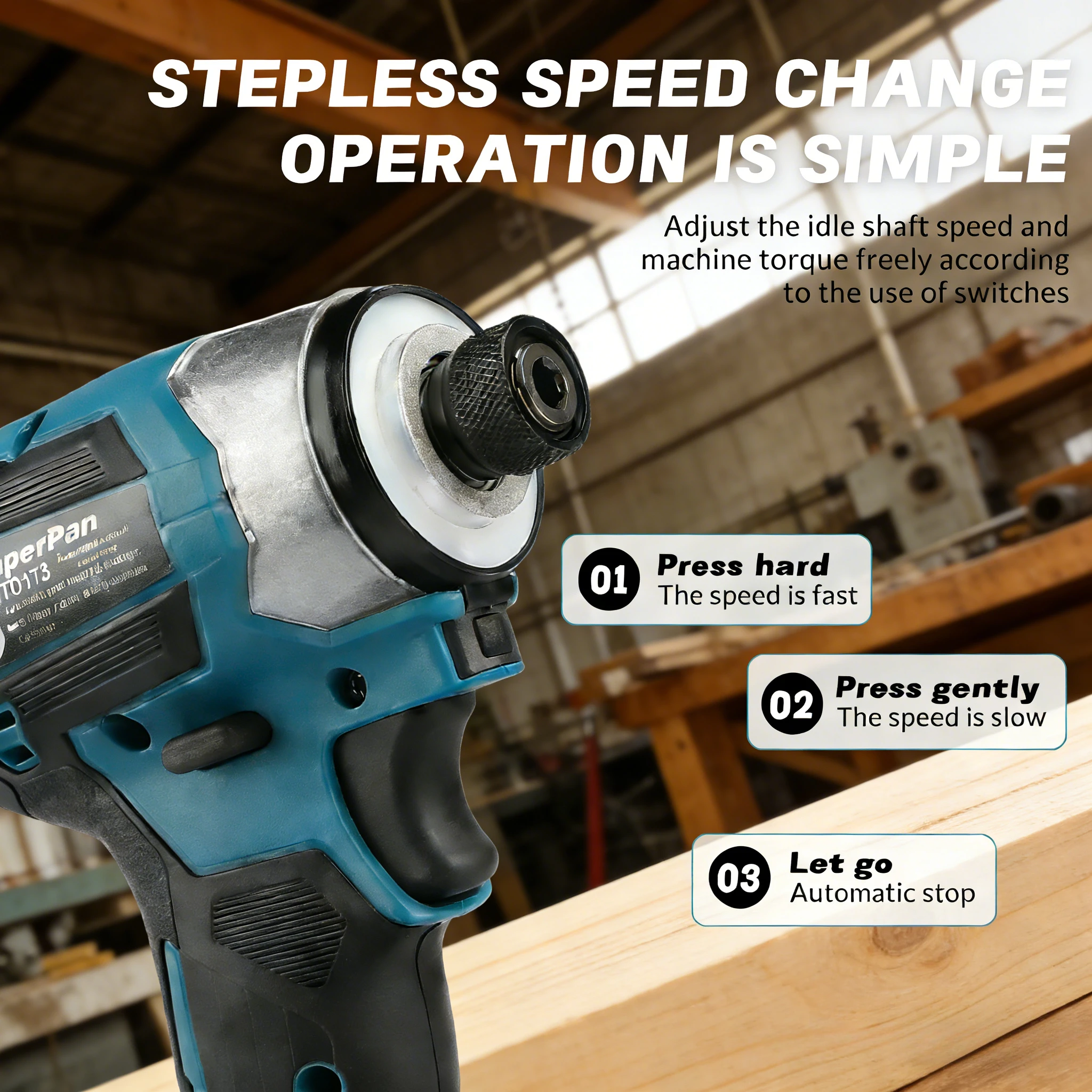 

Бесщеточный ударный шуруповерт SuperPan DTD173 18В 6.0Ач, 180Нм, с регулировкой скорости, для домашнего использования и DIY-проектов, совместим с аккумулятором Makita 18В.