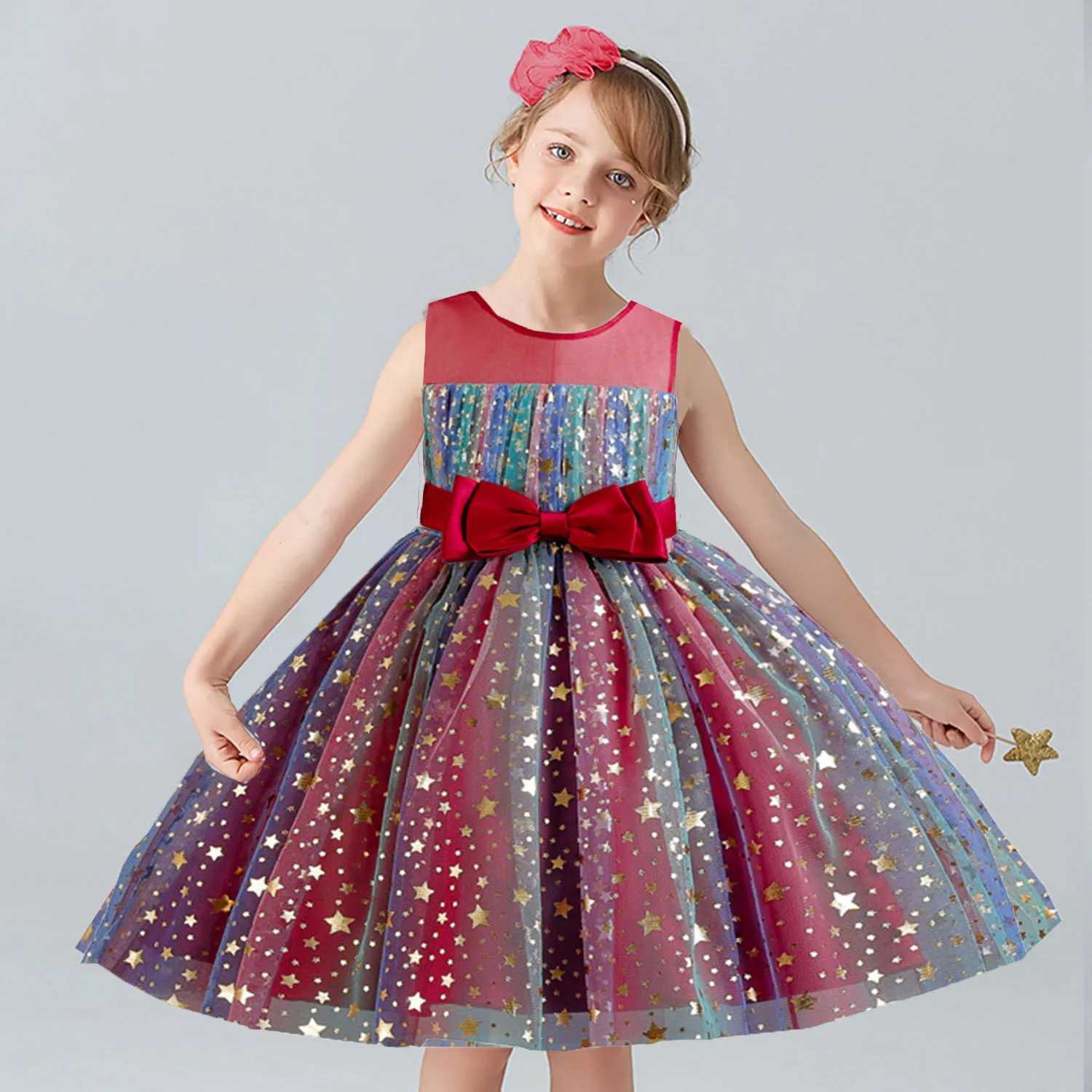 

Elizabeth Fashion Little Big Girls 2-10 Years Shiny Star Flower Girl Birthday Pageant Party Holiday Dress