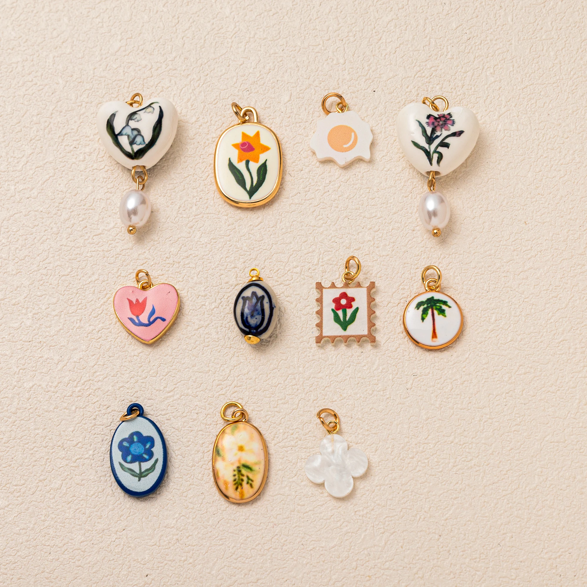 Dopamine Painted Flower Pendant | Colorful Enamel Copper Charms for Necklace Bracelet DIY - Image 2