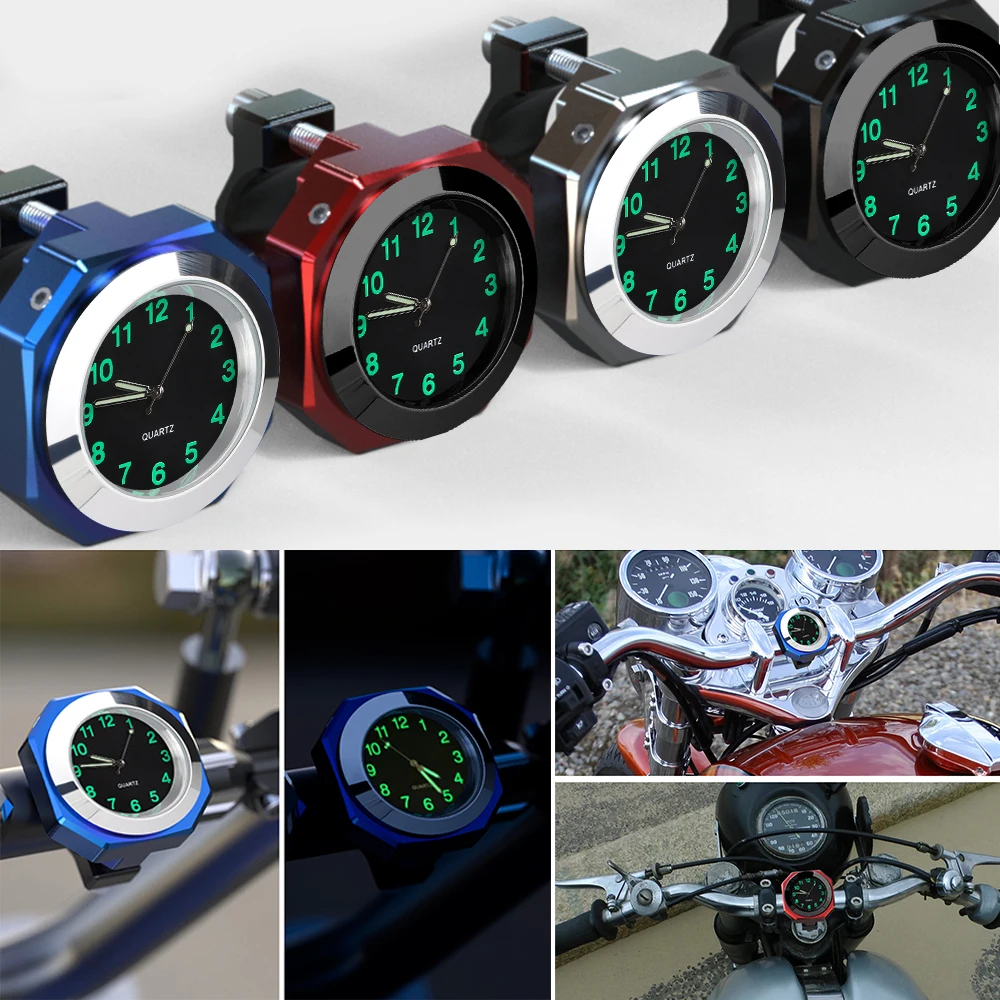 Motorcycle Bike Clocks for 22-28mm Handlebar IPX7 Waterproof Aluminum Watch Time for Yamaha Kawasaki Honda Suzuki Accessories