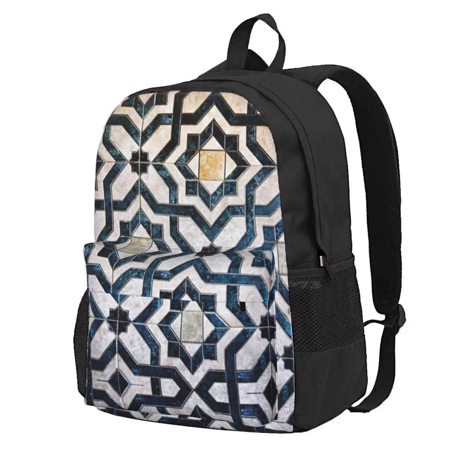 Patio De Pablo Hot Sale Schoolbag Backpack Fashion Bags Tile Abstract Moorish Granada Spain Spanish Floor Geometric Morocco