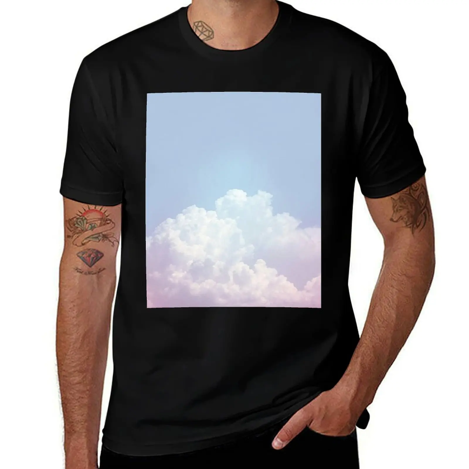 Dreamy Cotton Blue Sky T-Shirt Casual Everyday Short Sleeve T-Shirt