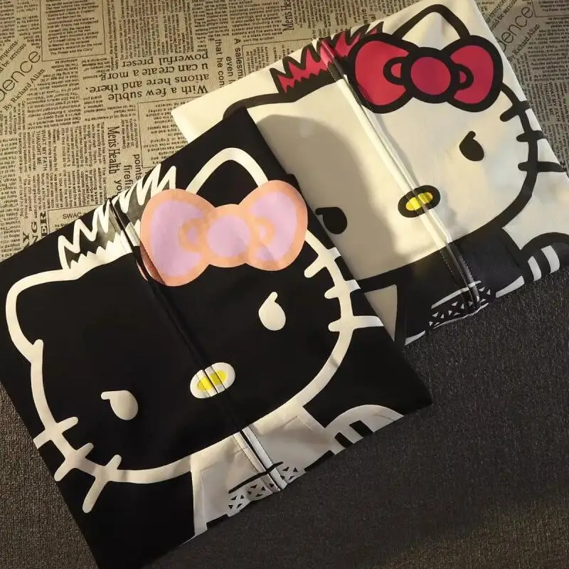 Sanrios Kawaii Jacket Hello Kittys Winter Long Sleeve Sweet Loose Simple Comfort Creative Fashion Hot Selling Birthday Present