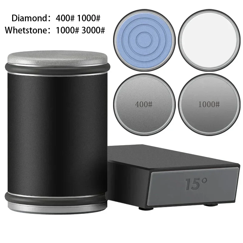 

Rolling Knife Sharpener 15 and 20 Degrees Magnetic Knife Holder Diamond Sharpening Stone Kit with Angle Roller Kitchen Accessory