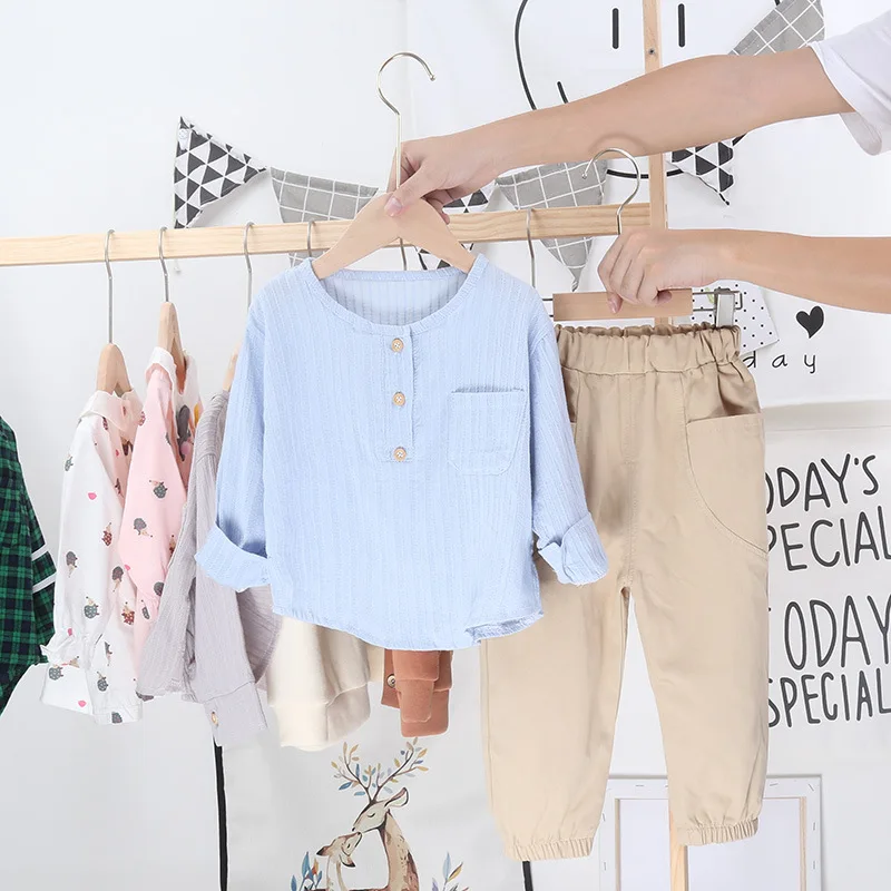 

2 Piece Set New Children's Clothing Boys' Long Sleeve Autumn Spring Clothing Children's Baby and Girls' Suit