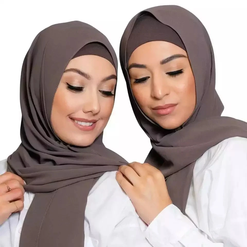 Chiffon Hijabs With Matching Inner Hats Sets Muslim Women Hijab Headscarf Chiffon Scarf Shawl Scarves Underscarf Jersey Hijab