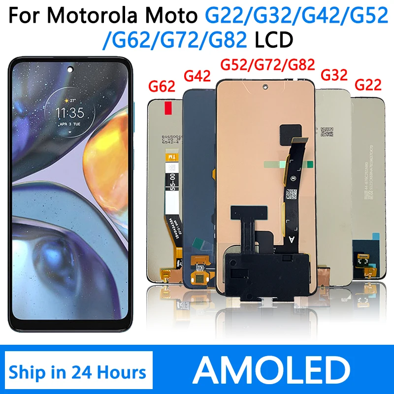 Oem para motorola moto g22 g32 g42 display lcd digitador da tela de toque com quadro para motog52 g62 g72 g82 display substituição