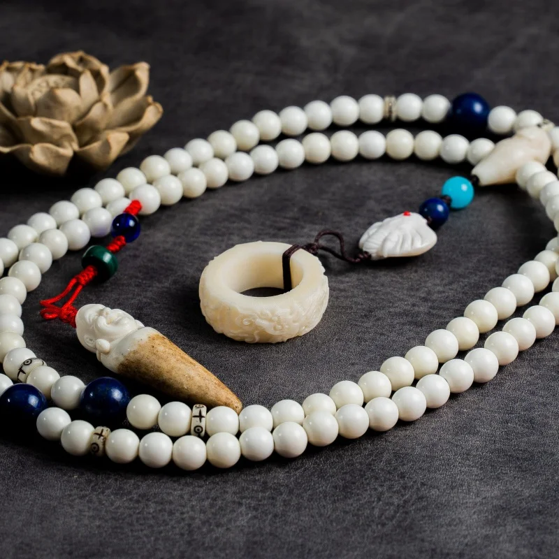 

round Bead Made by Ox Bone 108 Pieces Set Buddha Beads Elephant God Circle Crafts Neck Beads Necklace Wholesale Bracelet