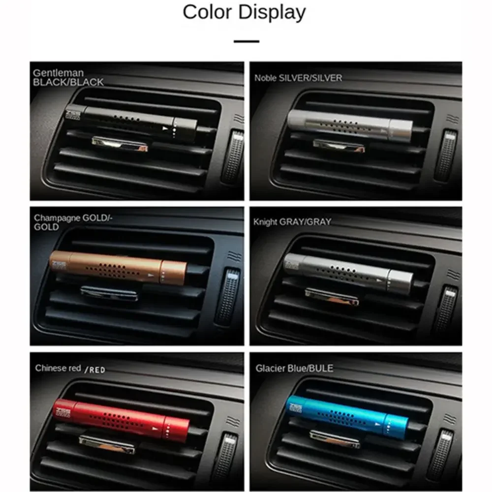 Car Air Vent Freshener Perfume Diffuser Metal Air Conditioning Outlet Clip with 5 Aroma Fragrance Sticks Auto Interior Accessory