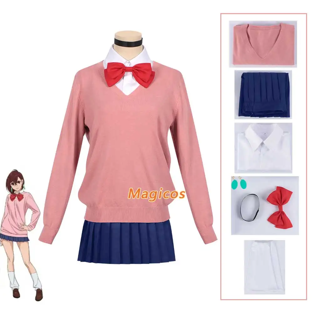 

Anime Dandadan Momo Ayase Cosplay Costume Wig Sweater Skirt School Uniform Earrings Choker Socks Christmas Party for Girls Women