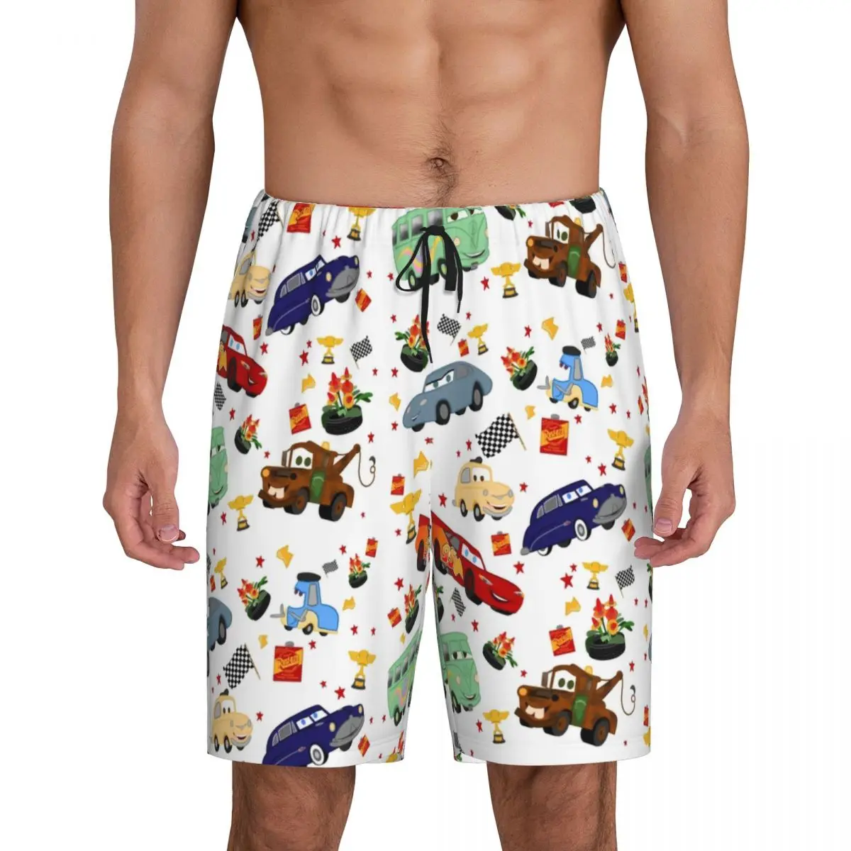 

Custom Print Men's Lightning Mcqueen Cars Pajama Bottoms Sleepwear Pjs Sleep Shorts with Pockets