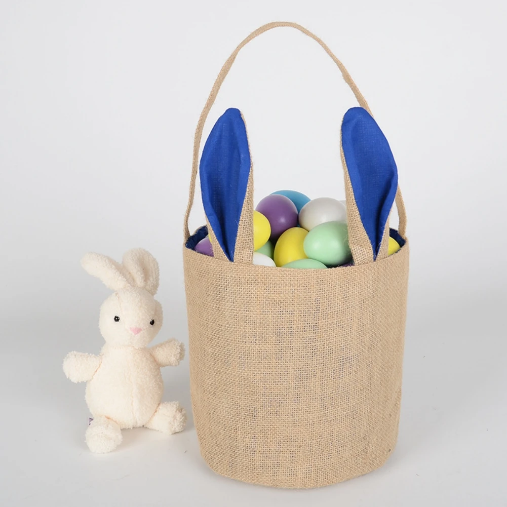 Easter Cartoon Bunny Ears Bucket Bag Rabbit Easter Eggs Handbag 2024 Happy Easter Day For Kids Rabbit Ears Candy Package