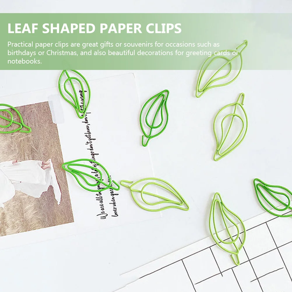 

30 Pcs Creative Paper Clip Folder Cute Clips Leaf Shaped Paperclips Mini Metal Paoer Office