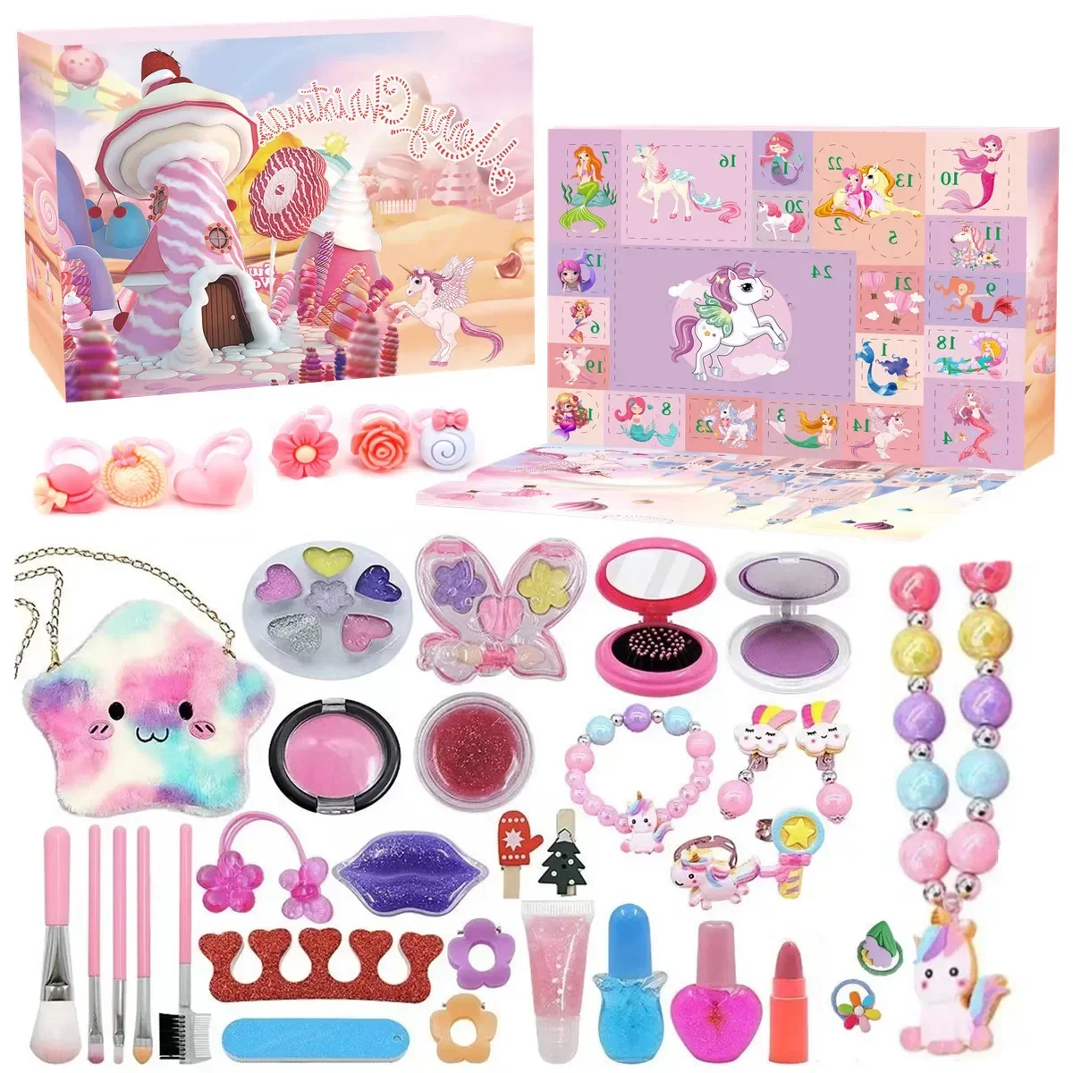 Kids Makeup Christmas Advent Calendar Box 24days Countdown Calendar Jewelry Gift Box Toys for Girls Kids Xmas Gift