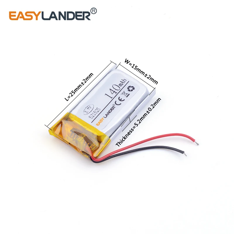 521525   3,7 V 140 mAh 501525   Wiederaufladbarer Lithium Li-Ion Li-Polymer-Akku