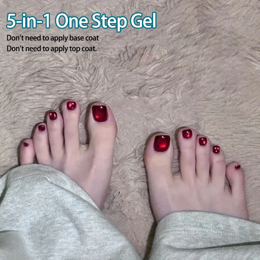 Nail Art Red Wine Cat Eye - TC 1-6개입 2026 신상 레드 투명
