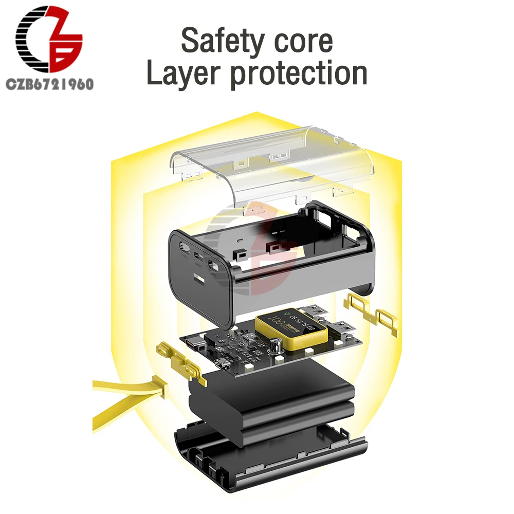 18650 Battery Charger Case DIY Power Bank Box Transparent Mobile Power Supply Fast Charging Battery Holder Storage Box