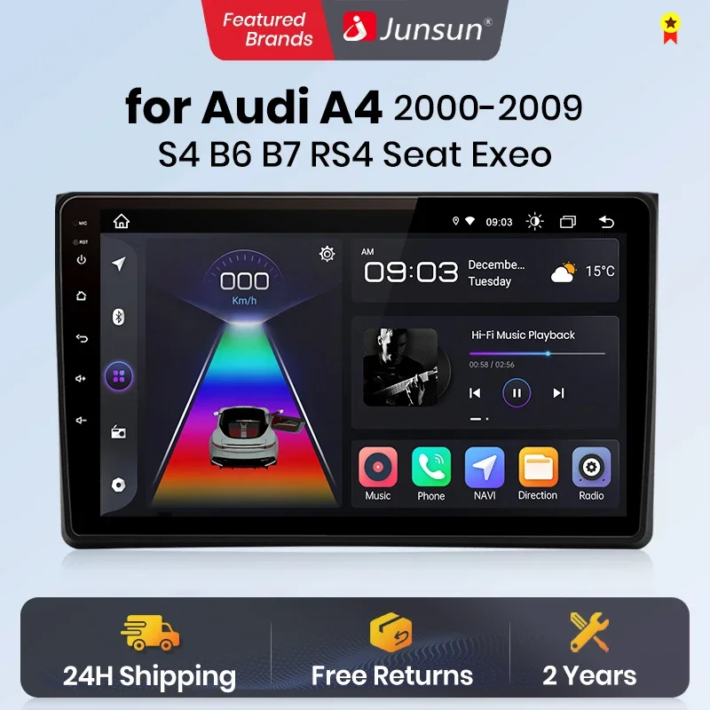 Junsun Wireless CarPlay Android Auto for Audi A4 B6 2000-2009 GPS Car Radio Smart Systems Smart Car Radio