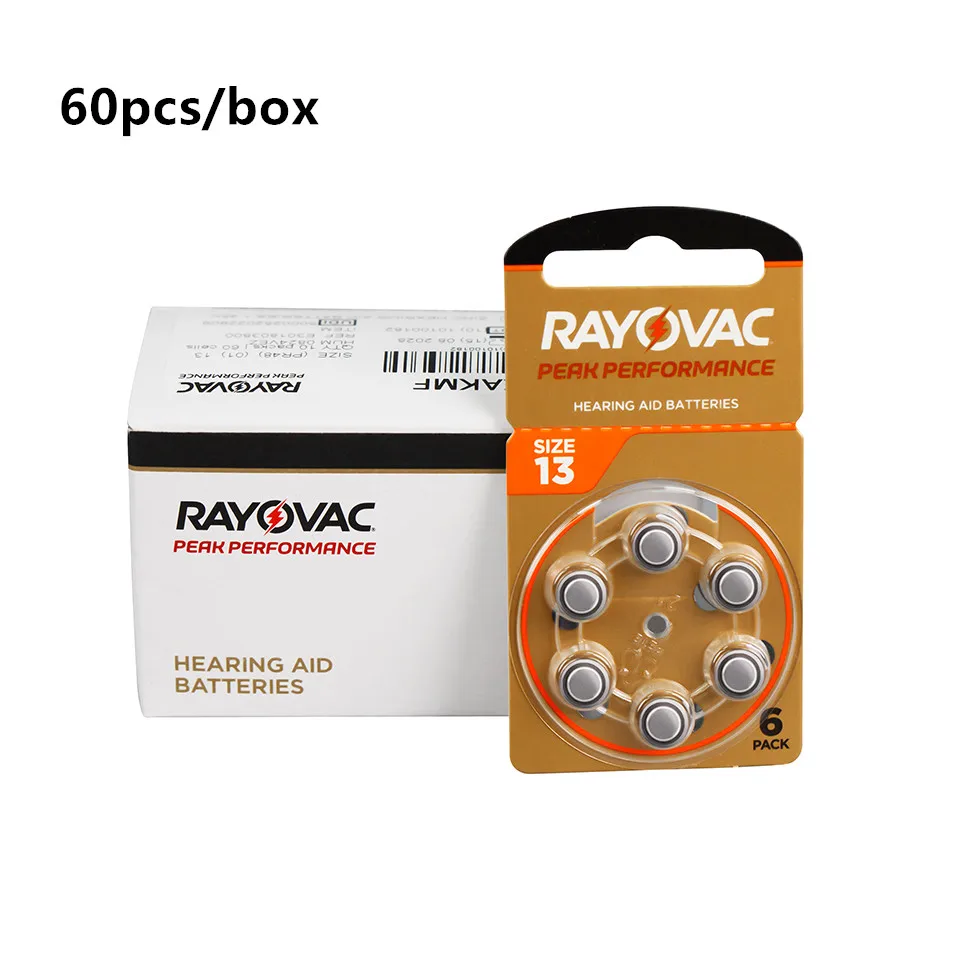 60 قطعة/صندوق Rayovac الذروة بطاريات السمع A13 13A 13 P13 PR48 الزنك بطارية الهواء #5