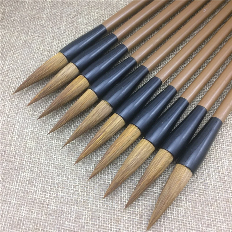 5PCS Bamboo Calligraphy Brush Pen Wool Chinese Calligraphy Painting Brush Pen Weasel Hair Regular Script Writing Brush