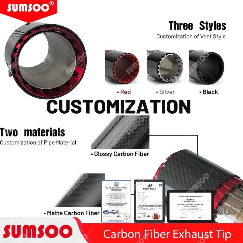 Echte sumsoo 1 stücke modifiziert für volkswagen golf carbon faser schwanz hals auto auspuffdüse modifiziert schwanz mund kugel rot