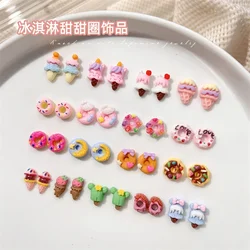 20pcs 3D Resin Cartoon Design Nail Charms Jewelry Bulk Mixed Size Ice Cream Donuts Nail Art Decorations Parts Kawaii Accessories