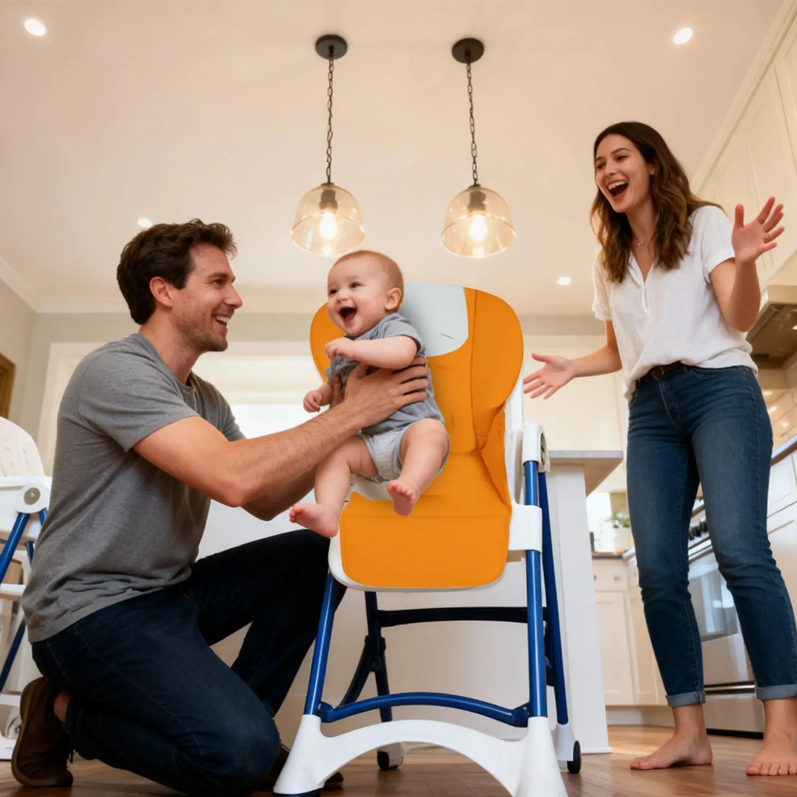 غطاء كرسي مرتفع مقاوم للماء ملحقات تناول الطعام للأطفال من جلد البولي يوريثان وسادة مبطنة لمقعد الطعام للأولاد والبنات والأبناء والبنات #2