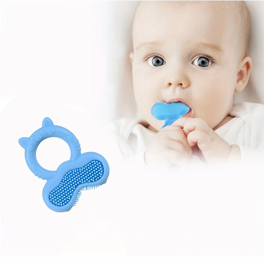 1pc Baby Teether Ring, Silicone Teething Chew Toy, Cute Animal Shape Molar Stick, Frozen Soothing Teether
