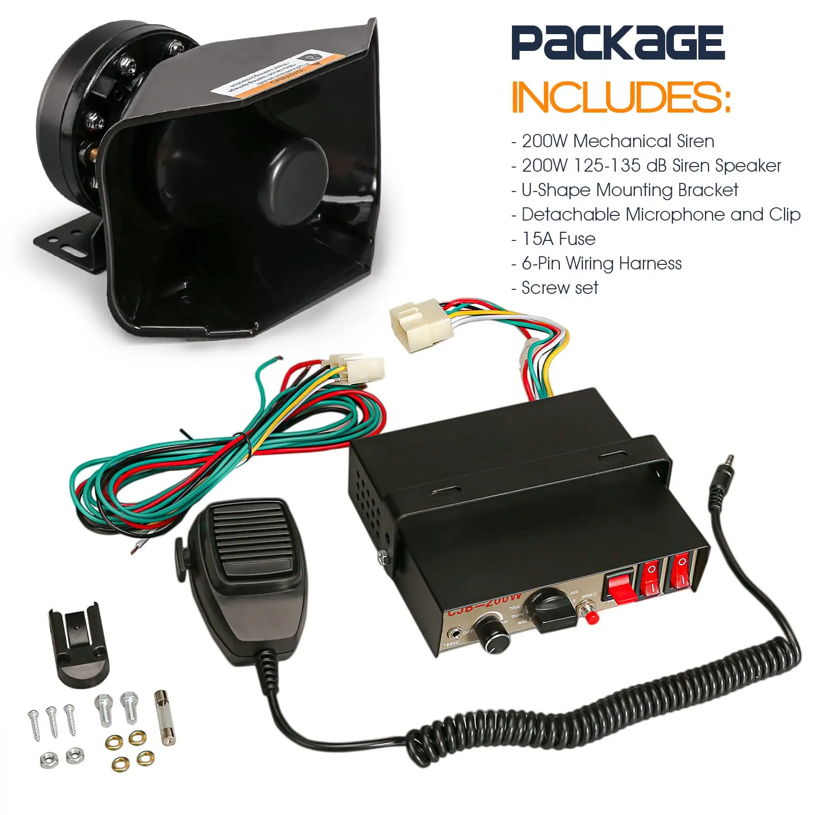 

CJB200W alarm wired call host, ambulance and fire engineering vehicle mounted 12V24V car siren horn