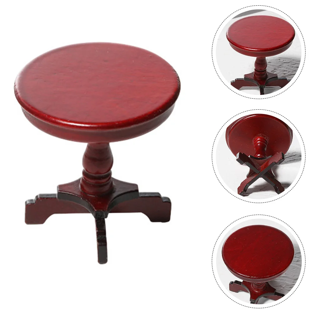 Mini mesa redonda para casa de muñecas, muebles de madera, modelo pequeño, decoración, casa de juegos, dormitorio, restaurante, Bar, juguete DIY para niños, 1 ud.