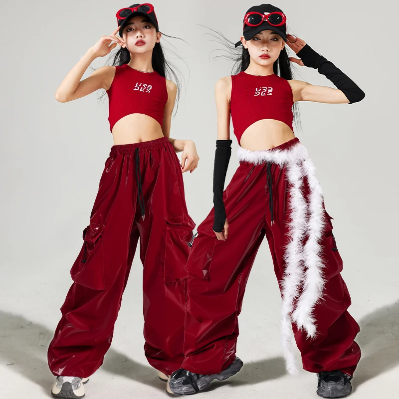 Filles K-pop hauts courts pantalons Cargo enfants Hip Hop danse de rue Performance Costumes enfants Streetwear fille groupe Jazz vêtements ensemble