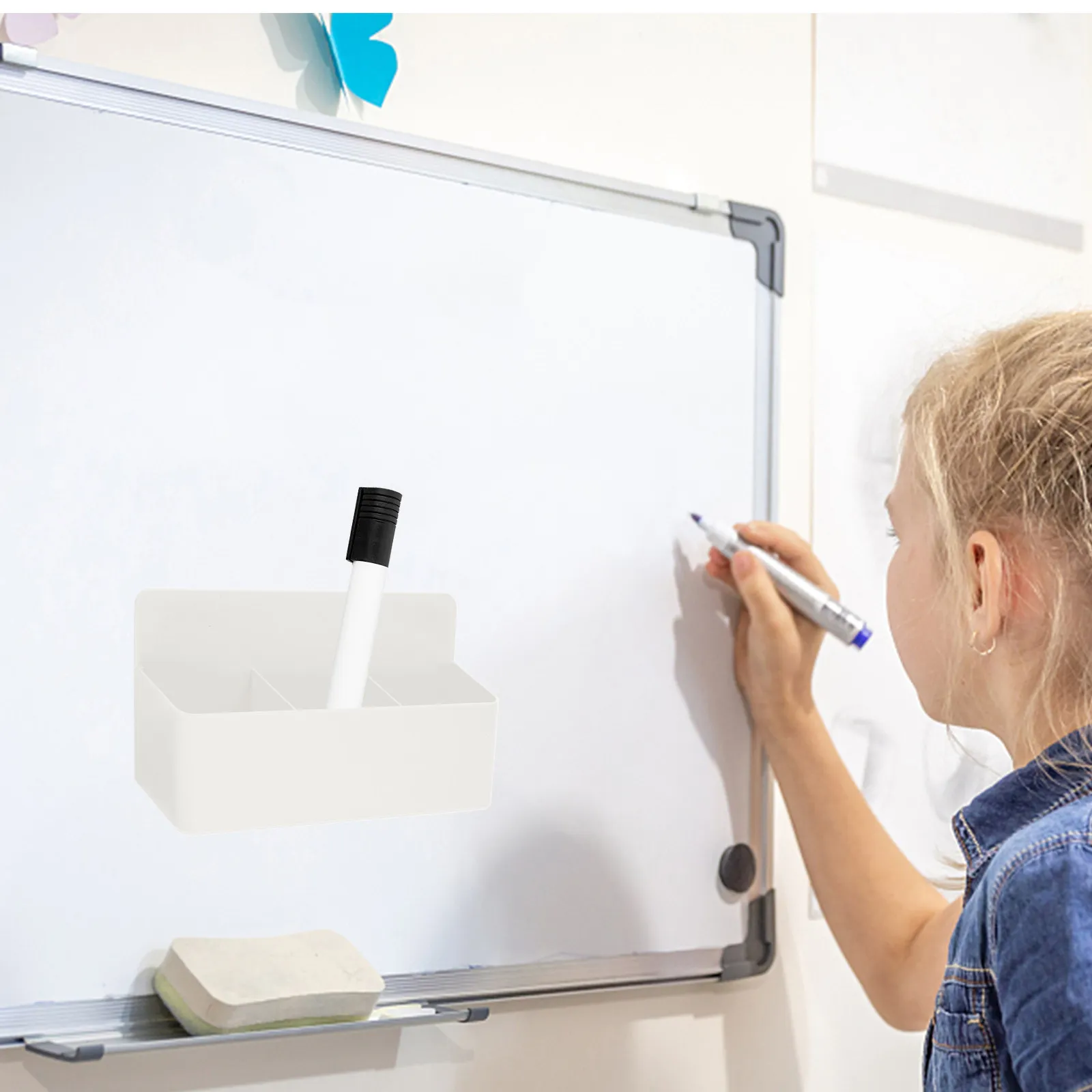 Magnetic Storage Box Magnetic Pencil Holder Whiteboard Marker Organizer Dry Erase Eraser Container Office Desk Stationery