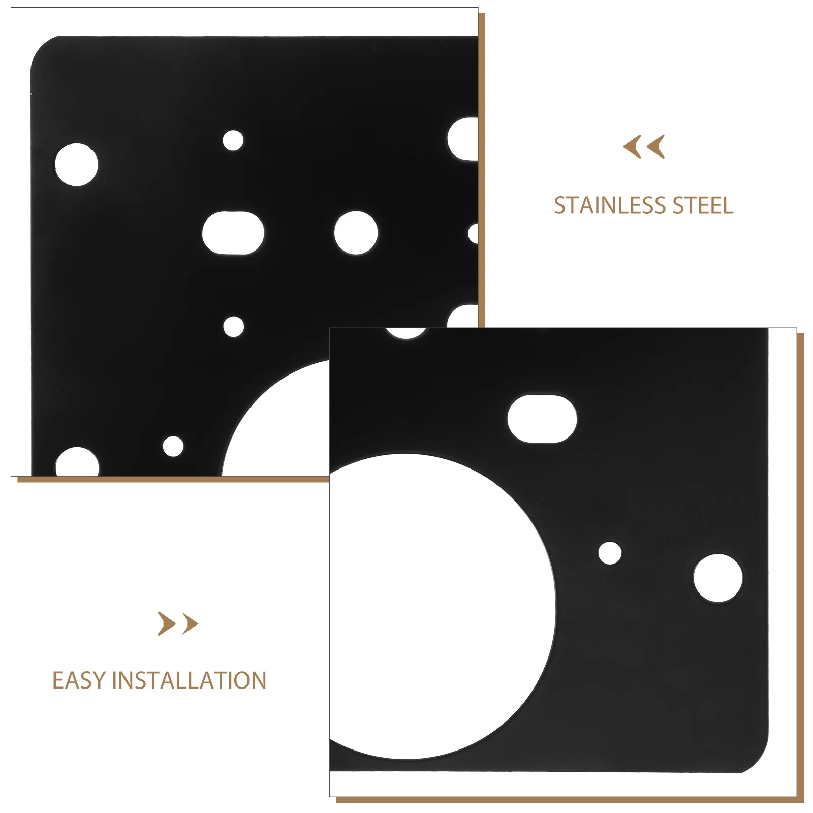 

2pcs Cabinet Door Repair Board Hinges Plates Square Fixing Black Stainless Steel Thick Brackets Hole Cover Furniture Hardware