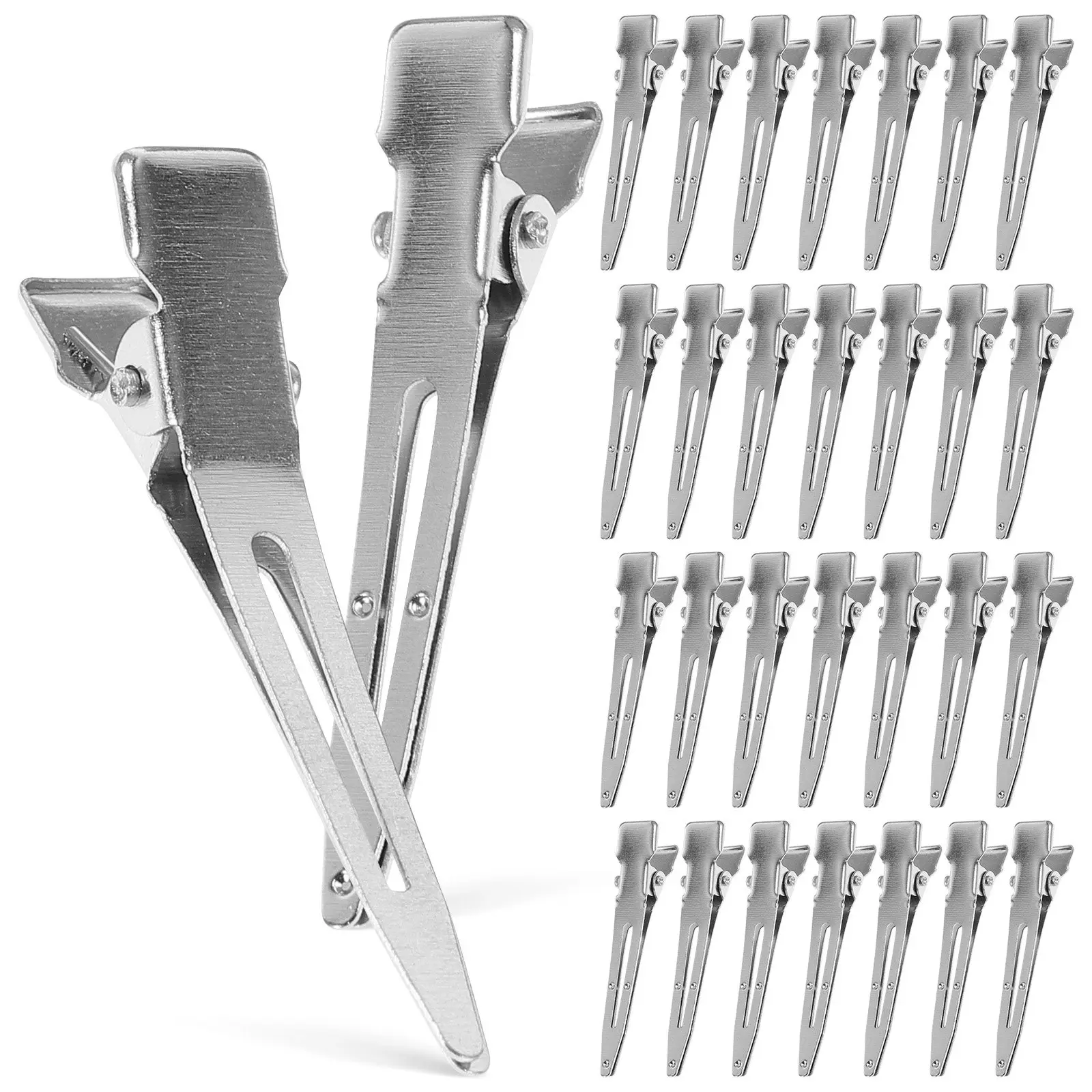 

50Pcs Hair Clip Materials Metal Alligator Clips Single Prong 45Mm Rust Resistant Salon Use Clips for DIY Bows Hair Styling