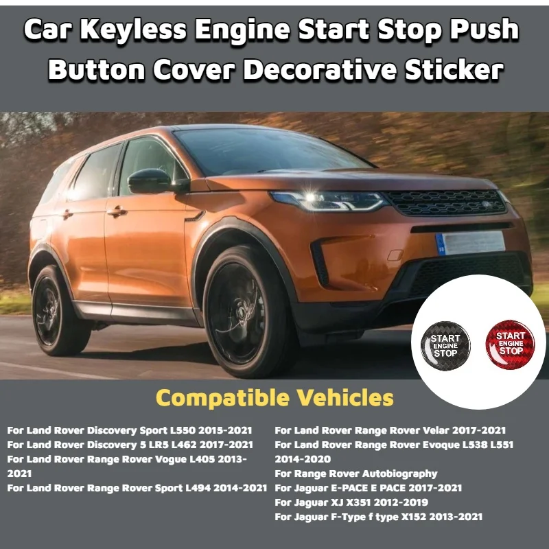Car Engine Start Stop Button Trim Cover for Land Rover Discovery 5 Range Rover Sport Vogue Evoque Velar Jaguar E-PACE XJ F-Type