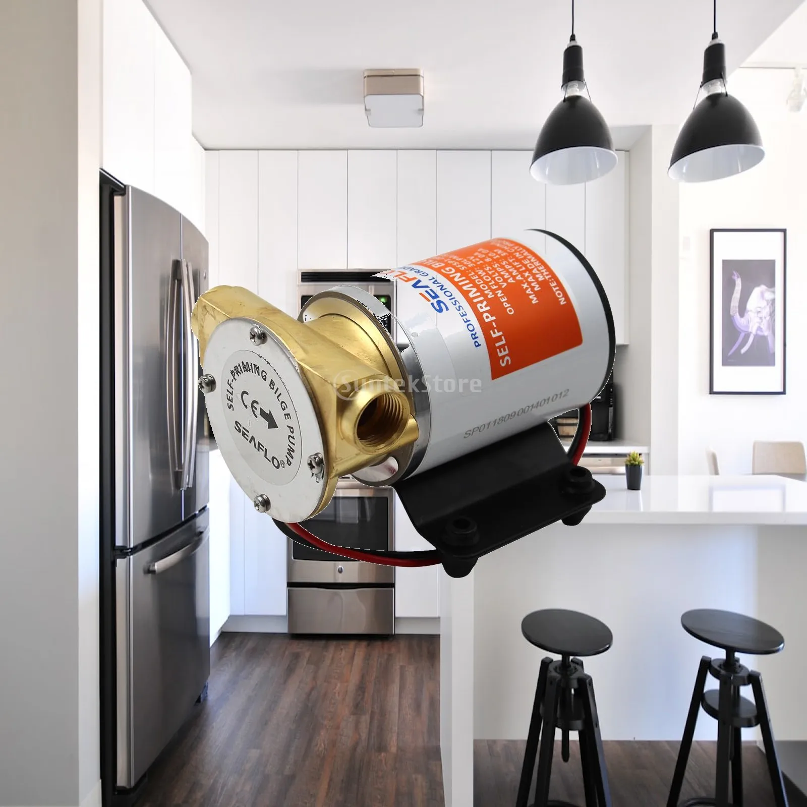 Self-priming Electric Bilge Pump Copper Impeller Marine Water Transfer Utility Pump for 12V Boat Sump Drain