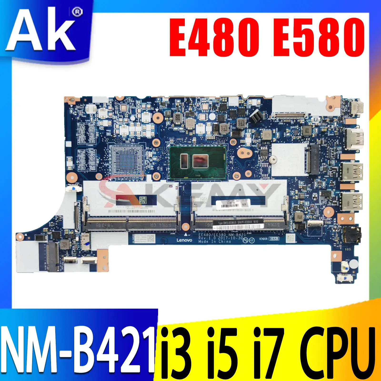 

For Lenovo ThinkPad E480 E580 Laptop Motherboard NM-B421 With i5-8250U CPU Notebook Mainboard Fully 100% Tested OK