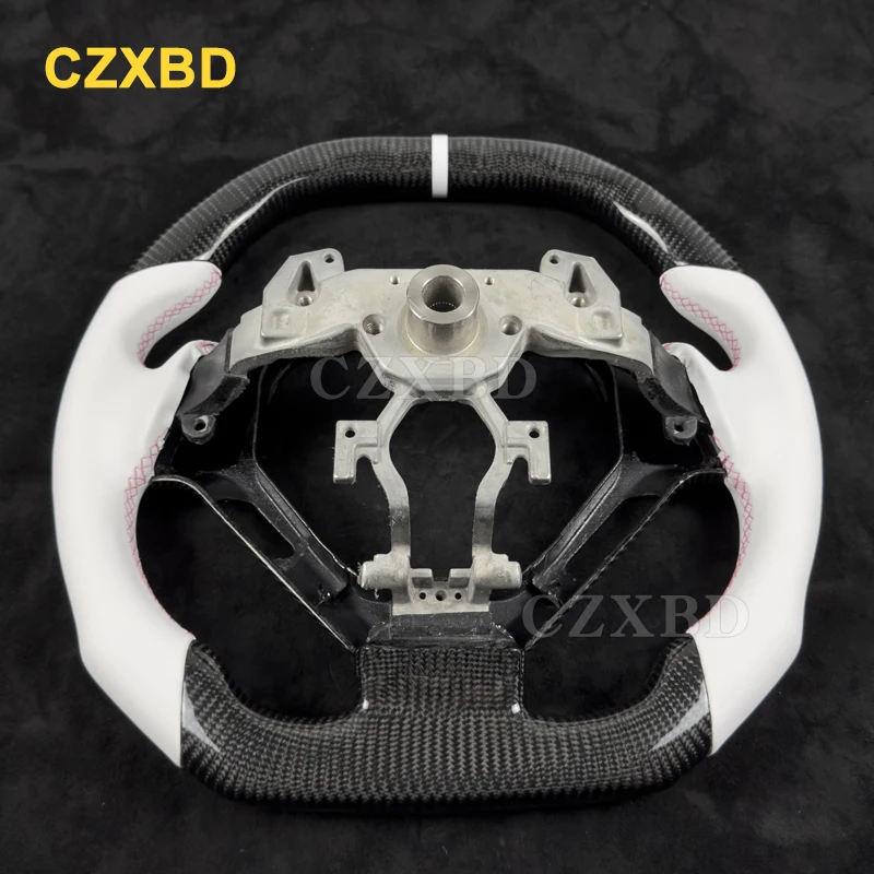 For Infiniti G25 G35 G37 G37S EX35 EX37 2007-2014 Coupe Real Carbon Fiber Steering Wheel White Leather High Quality Customized - Image 2