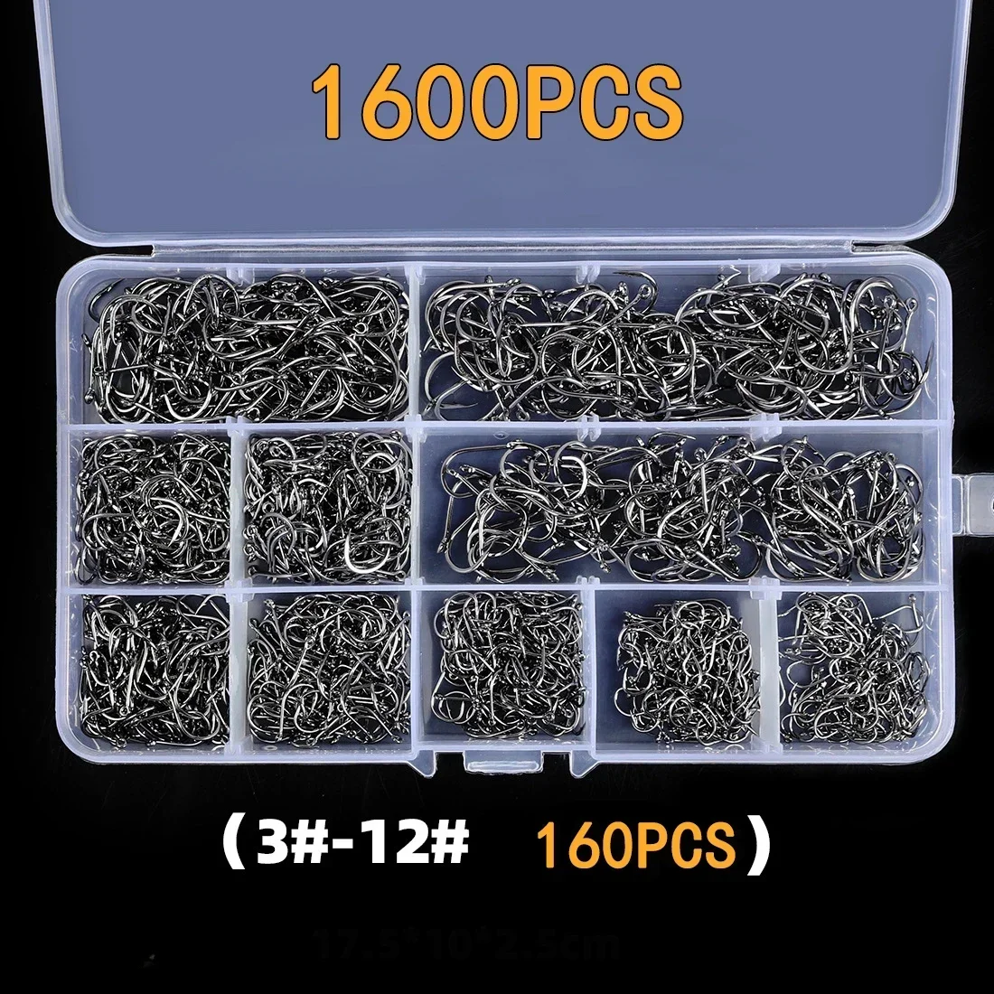50–1600 Stück/Box Angelhaken, Kohlenstoffstahl, stark, scharf, silberfarben, Kreis-Angelhaken, 3 # -12 # Jig Stacheldraht Pesca Tragbares Ködergerät
